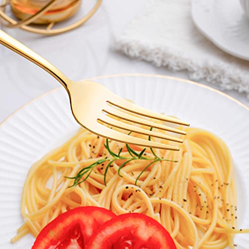 40 Piece Gold Silverware Set,Stainless Steel Flatware Cutlery Set Service for 8 Including Forks Spoons Knives,Kitchen Utensil Set,Tableware for Home and Restaurant, Dishwasher Safe - color: Gold, size: 40-Piece