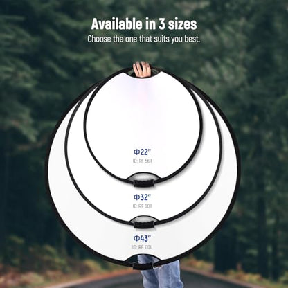 NEEWER 32"/80cm Light Reflector, 5 in 1 Foldable Multi Disc Photography Light Diffuser Translucent/Silver/Gold/White/Black with Clamp/Grips, 3/8" Thread/Cleaning Cloth for Outdoor Lighting, RF-80II - style: 80cm w/Cleaning Cloth