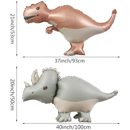 Giant 3D Dinosaur Balloons Self Standing Cute Dinosaur Balloons Birthday Party Decorations Supplies - color: T-rex+triceratops