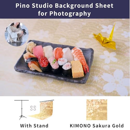 Pino Studio Photography Background Sheet - Kimono Sakura Gold(with Stand) - color: KIMONO Sakura Gold(with Stand)