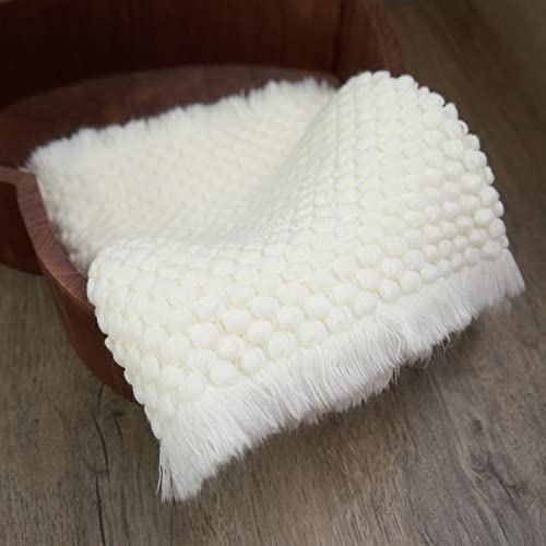 Zeroest Baby Photography Props Basket Braid Wool Wrap Newborn Photo Shoot Baskets Filler Posing Stuffer Background Blanket (White) - color: White