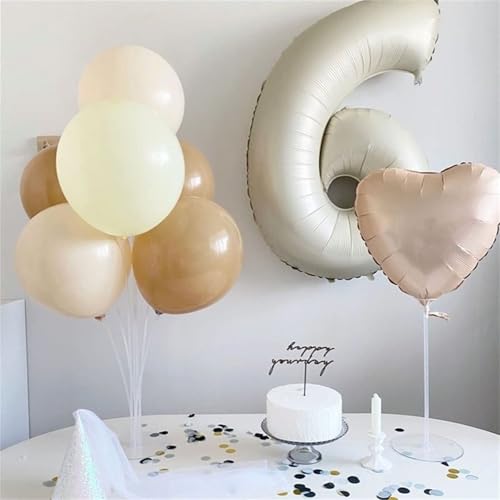 Cream Number Balloons, 40inch Large Beige Number 6 Foil Mylar Helium Balloons for Girls Women, Ivory White Self Inflating Number Balloons 0-9 for Men Boys Birthday Party Celebration Decoration - color: Cream, size: Number 6