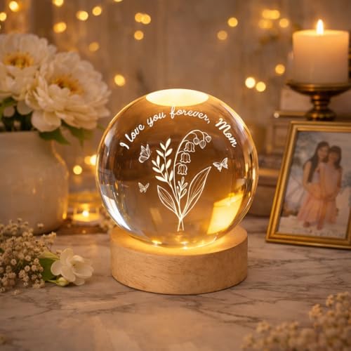 Noni Personalized Grandma's Garden Crystal Ball LED Night Light, Custom Birth Month Flowers, Heartfelt Gift for Grandma, Mom, Mother's Day Style 02 - color: Style 02