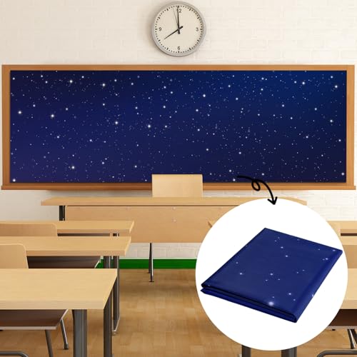 120x47 in Bulletin Board Fabric Background Back to School Classroom Decoration Large Polyester Photography Backdrop for Class Home Office Wall Decor Pillows Curtains Crafts Starry - style: Blue Night Sky