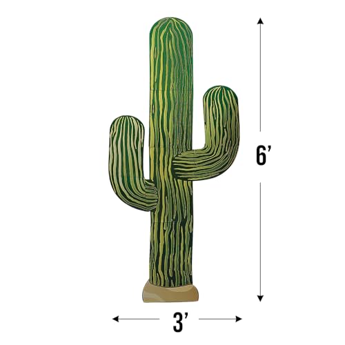 Fun Express 6 Foot Jointed Cactus Cardboard Cutout - Western Decor & Mexican Party Decorations for Fiesta, Cinco de Mayo | Desert Theme Wall Art for Home, Events & VBS