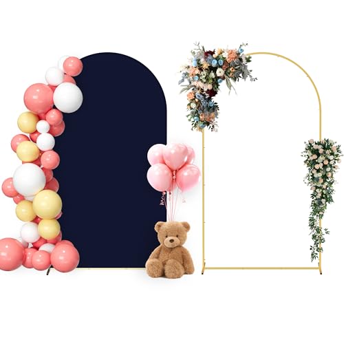 Neatsure Arch Backdrop Stand and Cover Set, 7.2FT Metal Photo Balloon Arch Backdrop Stand for Wedding Birthday Party Baby Shower Ceremony Graduation Decoration, Navy Blue - color: Navy Blue, size: 7.2FT