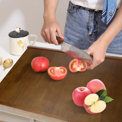 24" x 20" Reversible Wooden Pastry Board Wood Pasta Board with Lip Bread Board Cutting Board Chopping Board Pie Board with Engraved Ruler for Counter Top Kitchen-Brown - color: Brown