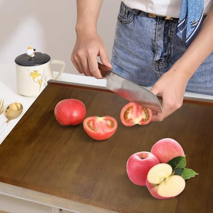 24" x 20" Reversible Wooden Pastry Board Wood Pasta Board with Lip Bread Board Cutting Board Chopping Board Pie Board with Engraved Ruler for Counter Top Kitchen-Brown - color: Brown