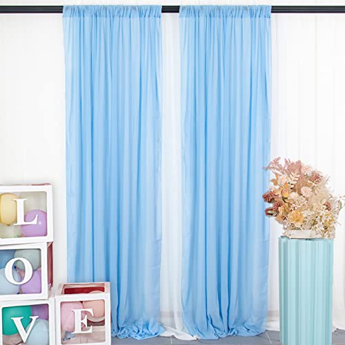 DUOBAO Light Blue Chiffon Backdrop for Wedding Ceremony - 2-Pack Flowy Sheer Drapes for Indoor/Outdoor Events - color: Sky Blue, size: 29"W x 108"L (Pack of 2)