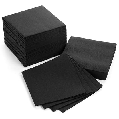 AH AMERICAN HOMESTEAD Cocktail Napkins-Disposable Beverage/Bar Napkins-Black Linen-Like Square Napkins-Eco-Friendly & Compostable-Everyday Use, Party or Wedding 4.75inch x 4.75inch (100 Count, Black) - color: Black, size: 4.75 x 4.75