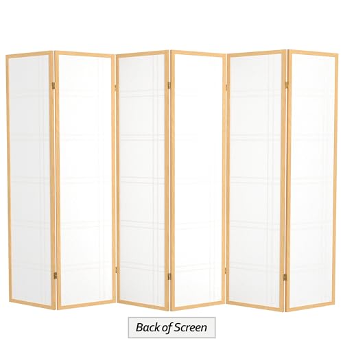 Red Lantern 6 ft. Tall Double Cross Shoji Screen - Natural - 6 Panels - color: Natural, size: 6 Panel