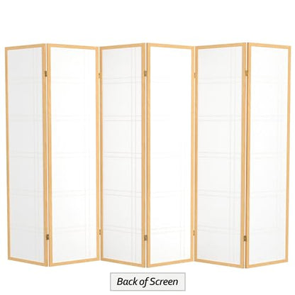 Red Lantern 6 ft. Tall Double Cross Shoji Screen - Natural - 6 Panels - color: Natural, size: 6 Panel