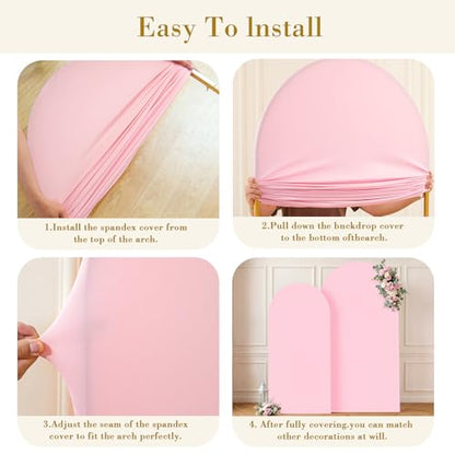 Pink and White Arch Cover 6ft Spandex Baby Shower Arch Backdrop Cover for Girls Birthday Party Bridal Shower Wedding Balloon Arch Stand Cover Gender Reveal Photo Arch Covers Stretchy Backdrop - color: White Pink, size: 6FT