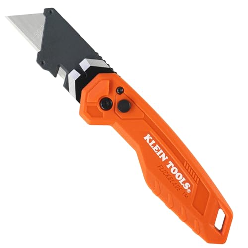 Klein Tools 44309 Pry Bar Knife, 2-in-1 FLICKBLADE Utility Knife with Built-In Pry Bar, Dual Locking Positions at 135-Degree and 180-Degree, Full Metal Core - style: Flickblade w/ Pry Bar