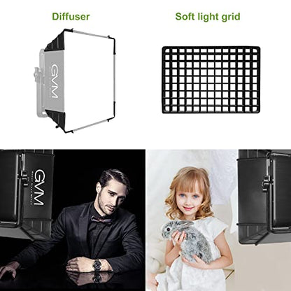 GVM Foldable Softbox Diffuser with Grid Beehive for RGB 1500D Series LED Video Light, Suitable for Studio Lighting, Portrait Photography, Video Lighting, Led Panel