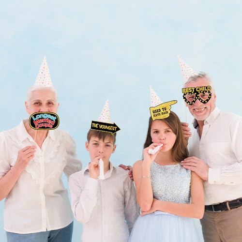 Hilarious 17Pcs Family Reunion Photo Booth Props Funny Family Gathering Party Photobooth Props Family Tree Reunion Selfie Props with Sticks for Home Gathering Party We are Family Party Supplies