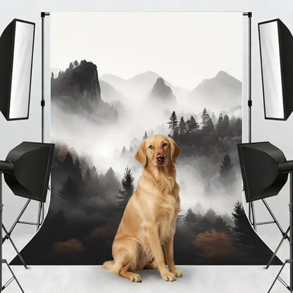 Foggy Mountains Forest Backdrop Background for Photography 5x7ft Photobooth Professional Photo Backdrop Curtains Video Photography Studio Photo Backgrounds Banner Booth Background Screen Parties - color: Foggy Mountains Forest