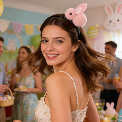 Pvoiue Easter Bunny Headband - Cute Plush Rabbit Hair Band for Women - color: Pink