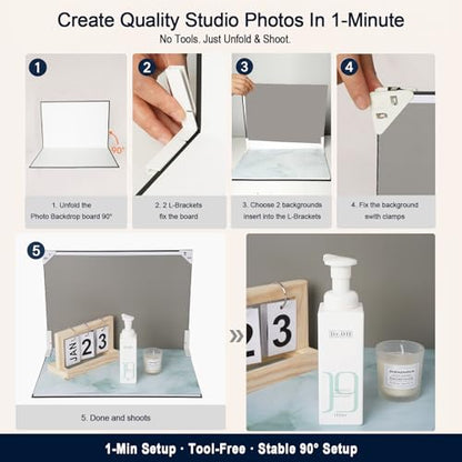 Yoocheese Photo Backdrop for Product Photography - Tabletop Photo Backdrop Kit - 10 Double-Sided Backgrounds, 20 Patterns - 1-Min Setup for Food Photography & Small Products, 16.5 x 11.7 in - color: Mulit
