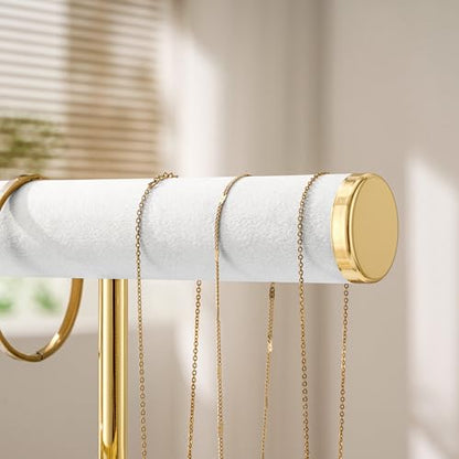 bussdis 2 Tier Bracelet Holder Display - Detachable T Bar White Velvet Bracelet Holder, Jewelry Holder Organizer for Bracelet, Necklace, Earrings, Rings - color: White