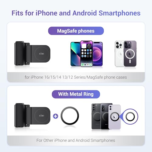 KIWIFOTOS for iPhone Magsafe Camera Grip Magnetic Phone Handle with Bluetooth Remote for iPhone 17 16 Pro Max Samsung Smartphone Vlog Video Shooting(Tripod NOT Included) - color: Magsafe Phone Grip-Gray
