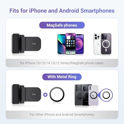 KIWIFOTOS for iPhone Magsafe Camera Grip Magnetic Phone Handle with Bluetooth Remote for iPhone 17 16 Pro Max Samsung Smartphone Vlog Video Shooting(Tripod NOT Included) - color: Magsafe Phone Grip-Gray