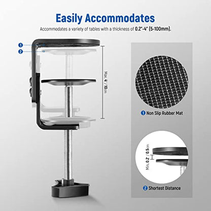 NEEWER Heavy Duty C Clamp with Mounting Column for Light Stand, Adjustable Metal Desk Clamp with 1/4" 3/8" Screws for Ring Light LED Video Light Camera, Max Load 44lb/20kg, ST-CCD1