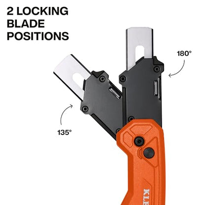 Klein Tools 44310 FLICKBLADE Carpet Blade Folding Utility Knife, Two Locking Positions at 135-Degree and 180-Degree, Integrated Tucking Tool, Tool-Free Blade Change, Durable Aluminum Body - style: Flickblade Carpet Knife