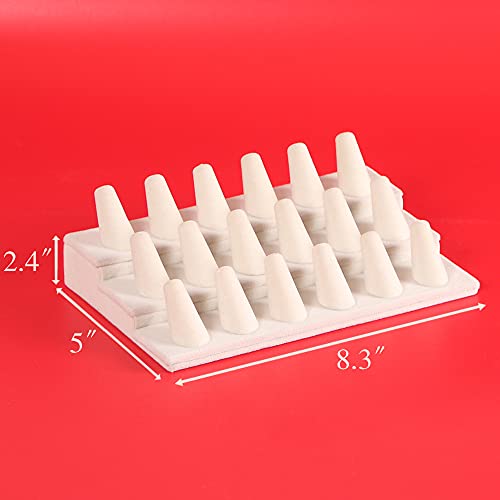 Coward 18 Holders Ring Display Stand, Beige Velvet Rings Display Holder for Jewelry Storage Drawer Ring Organizer (beige) - color: Beige color