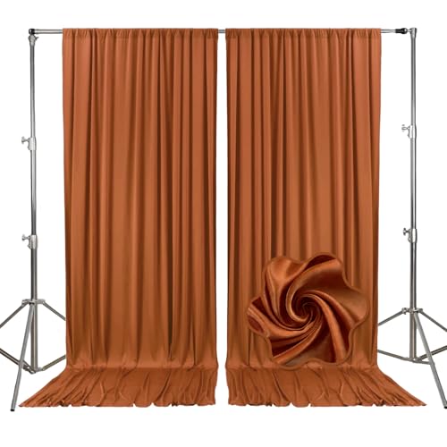 10ft x 10ft Dark Brown Backdrop Curtains for Parties, Fabric Satin Background Curtain with Rod Pockets for Weddings, Birthday, Baby Shower, Photography, Graduation Party Backdrop Drapes, 2 Panels - color: Dark Brown