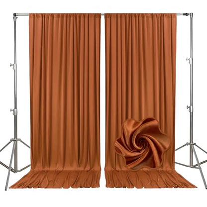 10ft x 10ft Dark Brown Backdrop Curtains for Parties, Fabric Satin Background Curtain with Rod Pockets for Weddings, Birthday, Baby Shower, Photography, Graduation Party Backdrop Drapes, 2 Panels - color: Dark Brown