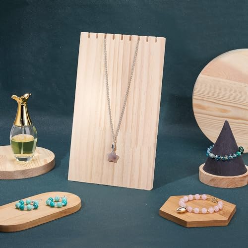AHANDMAKER Wood Necklace Holder, 9.6 Inch Wooden Plank Necklace Jewelry Display Stand, Detachable Wooden Jewelry Organizer Stand, Necklace Display Stand, Ornament Display for Home Bedroom Decoration