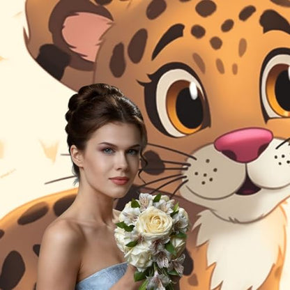 Cute Baby Jaguar Backdrop Background for Photography 5x7ft Photobooth Professional Photo Backdrop Curtains Video Photography Studio Photo Backgrounds Banner Booth Background Screen Parties - color: Cute Baby Jaguar