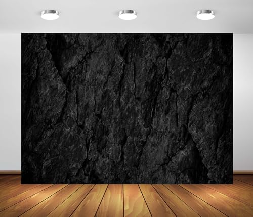 BELECO 15x10ft Fabric Black Concrete Wall Backdrop Vintage Stone Rock Texture Background Birthday Party Decorations Banner Kids Adults Portrait Photoshoot Studio Props - size: 15x10FT