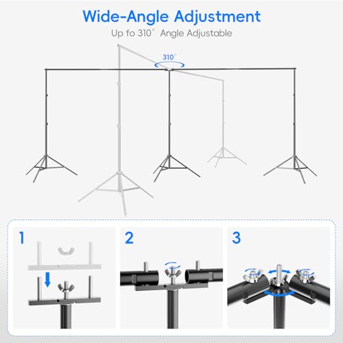 Photo Video Studio Large 20x7ft Adjustable Backdrop Stand, Photography Background Support System Kit with 310° Angle Rotatable Connector, 8 Clamps, 3 Sandbags and Carrying Bag - size: 7x20ft