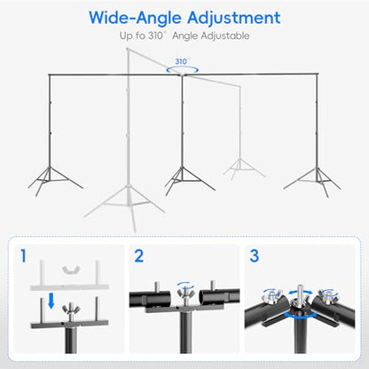 Photo Video Studio Large 20x7ft Adjustable Backdrop Stand, Photography Background Support System Kit with 310° Angle Rotatable Connector, 8 Clamps, 3 Sandbags and Carrying Bag - size: 7x20ft