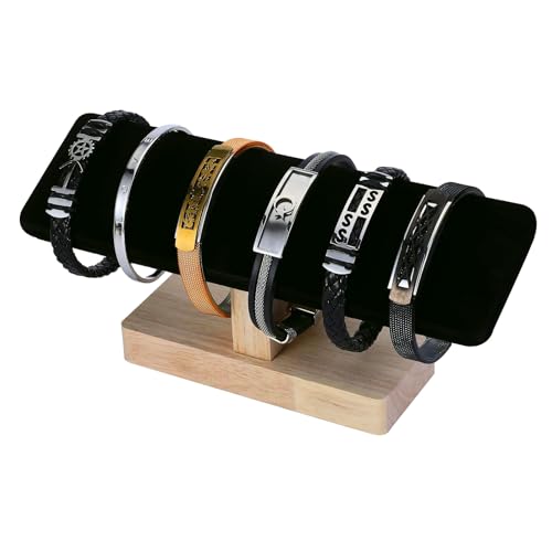 Wooden Watches Display Stands Base Watch Necklace Bracelet Organizer Rack Bangle Scrunchie Headband Showcase Stands Exterior Velvet Black - color: Flat Velvet Black