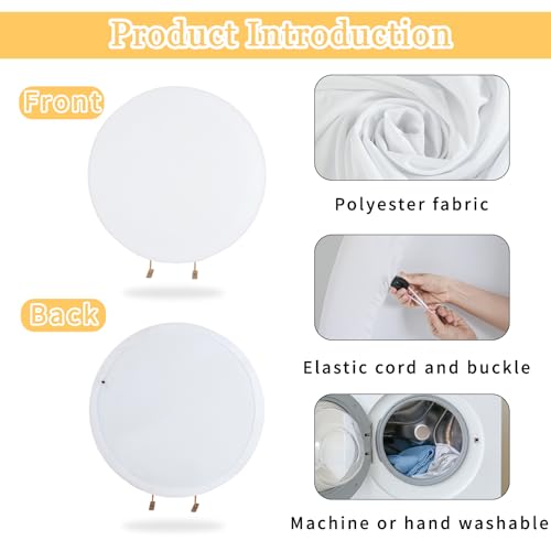 7.2 FT Beige Round Backdrop Cover– Adjustable 5 to 7.2 ft Wrinkle-Free Polyester Circle Arch Backdrop Stand,Foldable Background for Wedding,Birthday,Baby Show,Photography,Event Decoration - color: Beige
