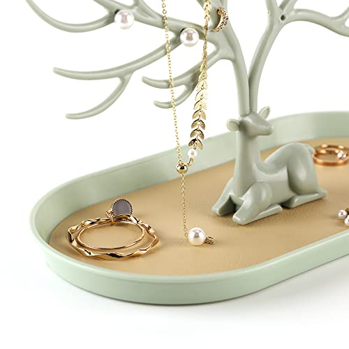MORE&LESS Antlers Jewelry Display Stand,Tree Tower Rack Hanging Organizer for Ring Earrings Necklace Bracelet - color: A Matcha Green