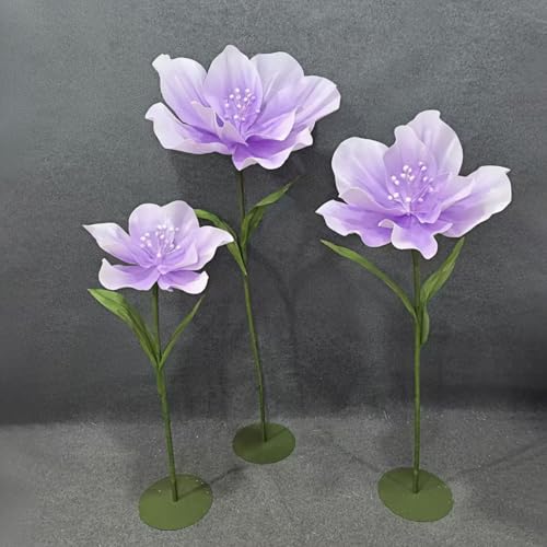 5.3 Ft Large EVA Artificial Flowers, Giant Flowers Decoration with Standing, Big Handcrafted Flowers for Party Banquet Decor, Home, Garden, Wedding, Window Display, Photography Props - color: D Pale Purple