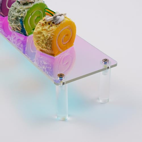 MY MIRONEY 2PCS Acrylic Display Stand Iridescent Display Shelf Figurines Organizer Cupcakes Holder for Cake Food Desserts Figurines Collectibles Perfume Jewelry Makeup(15.75" x 2.95" x 1.97") - size: 15.75" x 2.95" x 1.97"