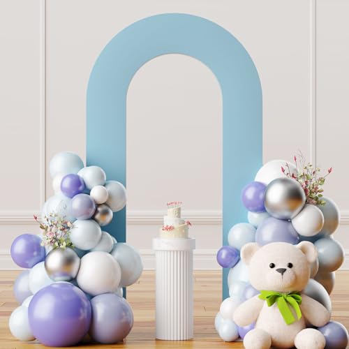 Baby Blue 7.2FT Open Arch Backdrop U Shaped Cover, Spandex Double Sided Arch Cover, Fitted Round Top Chiara Stand Cover for Party Wedding Ceremony Baby Shower Birthday Decoration - color: Baby Blue