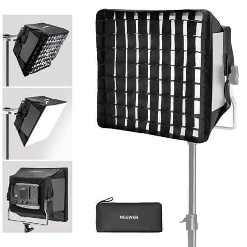 NEEWER Upgraded Softbox Diffuser for NL660 RGB660 PRO II LED Video Light Panel, 12.6"x11.6" Foldable with Grid/Bag/Blackout Hood, No Need to Remove barndoors Quick Set Up for Soft Light, NS4S - style: NS4S for 660