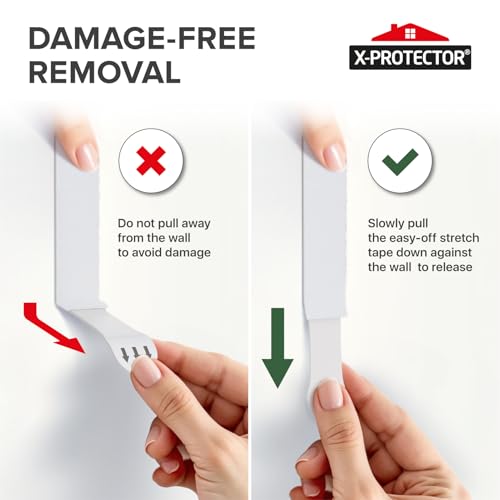X-Protector Picture Hanging Strips - 20 Pairs Damage Free Picture Hangers - Self Adhesive Hangers Without Nails - Heavy Duty Wall Hanging Strips - Wall Sticky for Hanging Up to 15 LBS (Size M) - size: M