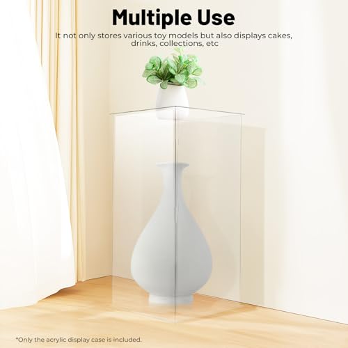 Acrylic Display Stand, 12 x 12 x 24 Inch Display Cube Pedestal, Clear Plastic Box for Centerpieces, Countertop Collectibles Case for Wedding Birthday Party Living Room Bedroom Study Decoration