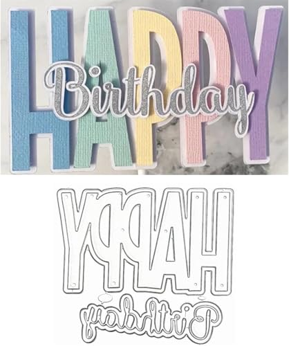 Scrapbooking Die-Cuts for Card Making, Christmas Metal Cutting Dies, Paper Craft Punch Template, Background Embossing Stencils, DIY Album Décor (Happy Birthday B) - color: Happy Birthday B
