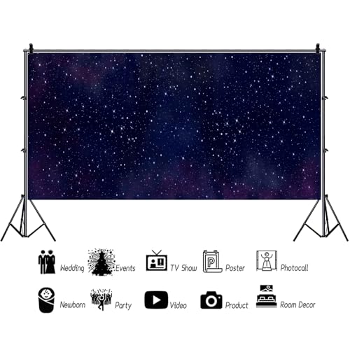 6x4ft Starry Night Backdrop for Photography Night Sky Stars Universe Space Starry Galaxy Stars Starry Sky Background Birthday Wedding Baby Shower Party Banner Decorations Cake Table Props - size: 6x4ft