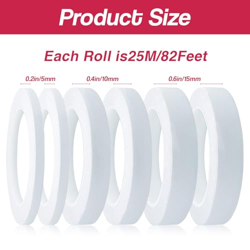 Double Sided Tape for Crafts,6 Rolls Multi-Size Thin Double-Sided Adhesive Tape for Scrapbooking,Card Making,Arts,Photo,Paper Backing(82Ft Per Roll)