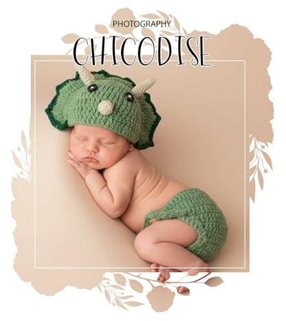 Newborn Photoshoot Outfit Dinosaur Boy Photography Prop Dino Helmet Hat & Diaper Cover Props For Baby Girl Photo