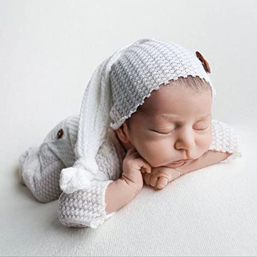 BLUETOP Cute Newborn Photography Outfits Boys Girls Baby Costume Set - style: 06 Milky White Jumpsuit